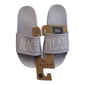 Rae Dunn Beach Please Slides Sandals Summer Pool Vacation‎ Fun Size 9
